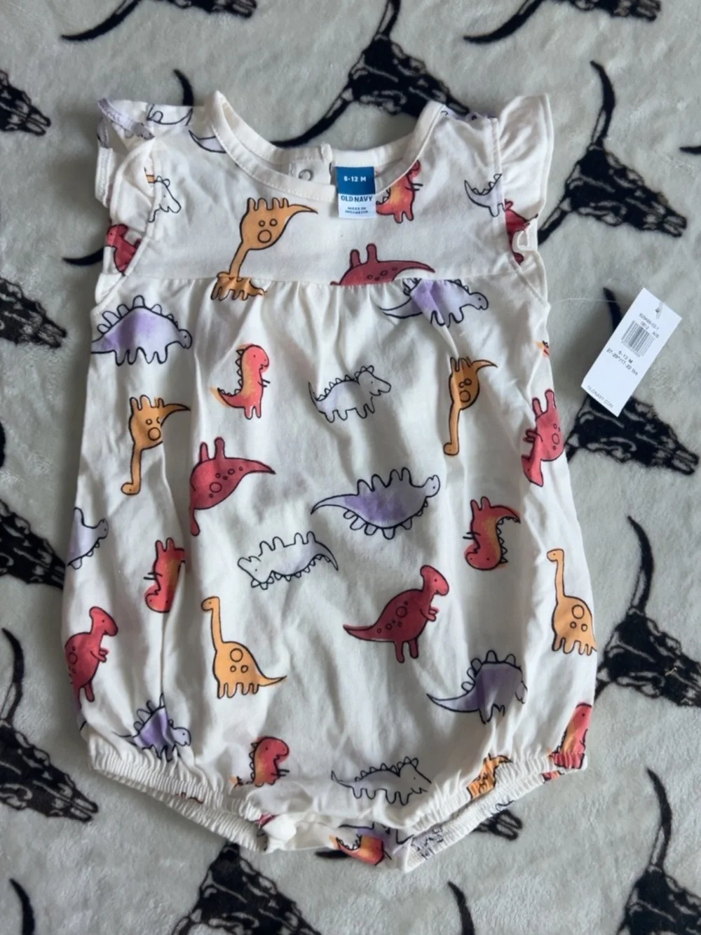 NWT Old Navy Baby Dinosaur Bubble Romper 6-12M 100% Cotton